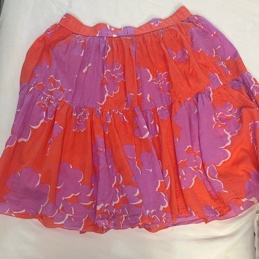 Old Navy Red and Purple Floral A-Line Skirt